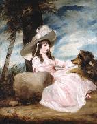 Sir Joshua Reynolds Portrait of Miss Anna Ward with Her Dog oil
